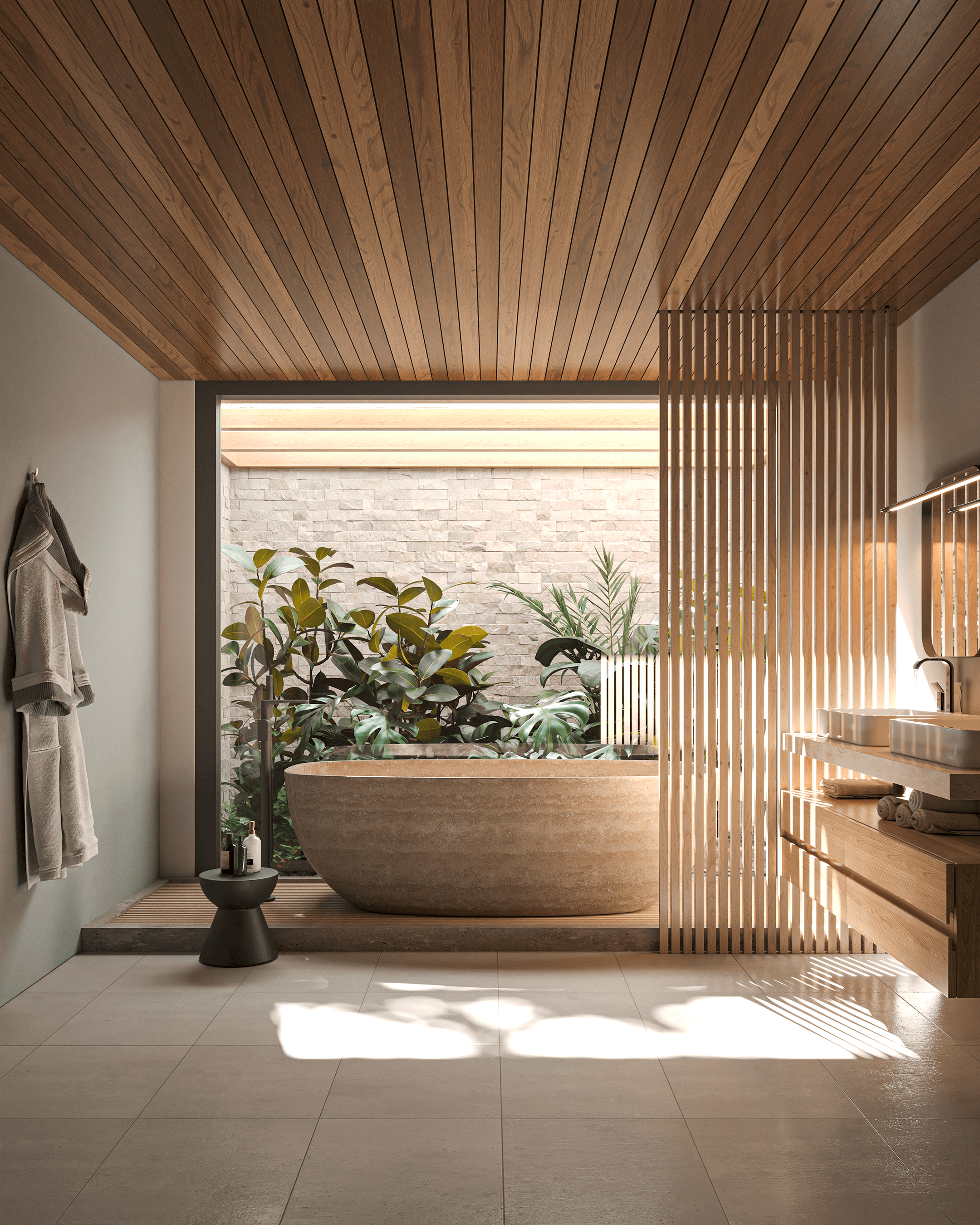 Salon contemporain avec cuisine ouverte